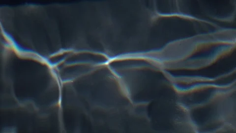 Slow motion of liquid web pattern of refracted and reflected sun shine in water Stock Footage 99145010