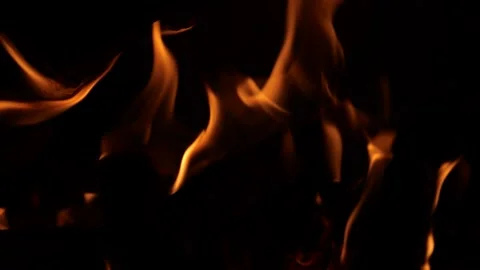 Slow motion log fire. close-up of a wood fire flame in slow motion Stock Footage 319588857