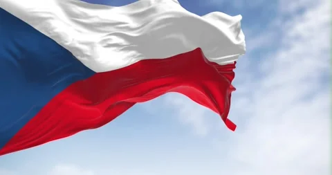Slow motion loop of The Czech Republic national flag waving on a clear day Stock-Footage 242669388
