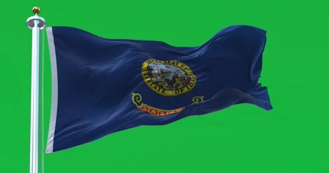 Slow motion loop of Idaho state flag fluttering in the wind Stock Footage 246544045
