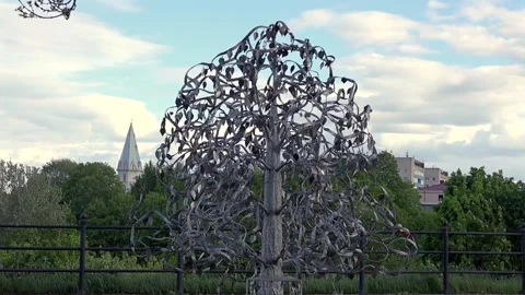 Slow Motion Love Tree Sculpture Stock Footage 336497646