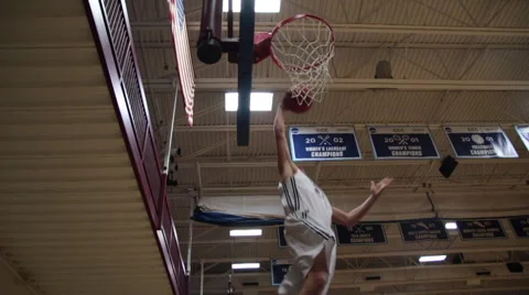 Slow Motion Low Angle Basketball Dunk Vídeo Stock 43222001
