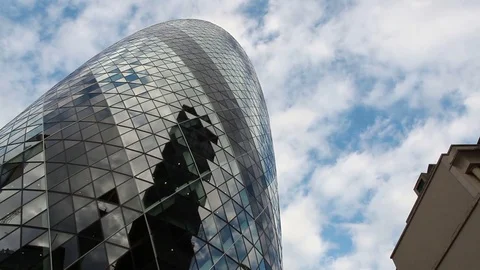 Slow motion low angle building London Stock-Footage 76385849