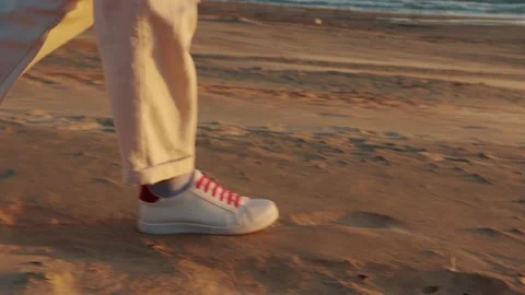 SLOW MOTION:, LOW ANGLE, CLOSE UP, DOF Unrecognizable woman going in the hot Stock-Footage 157594575