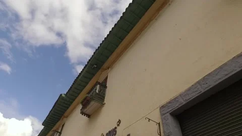 Slow Motion low angle of street houses in cusco, Peru Video stock 130425336