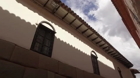 Slow Motion low angle of street houses in cusco, Peru Stock Footage 130427851