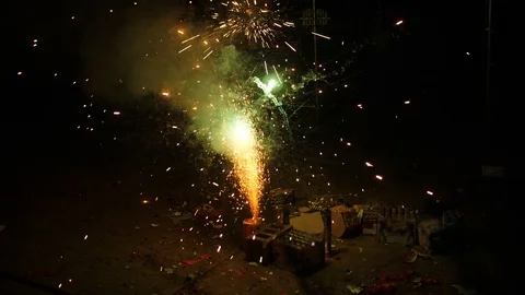 Slow Motion Low Level Home Fireworks Display 動画素材 91635604