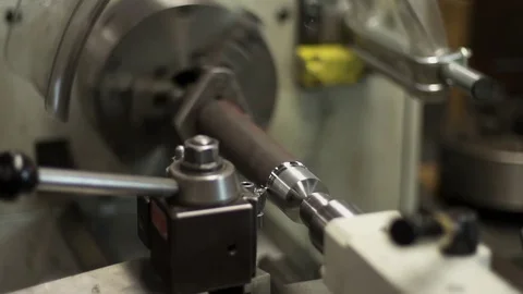 Slow Motion Machine Lathe  Stock Footage 80040980