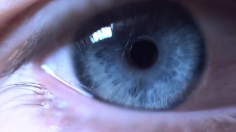 Slow Motion Macro Close Up of a Blue Eye Stock Footage 88997554