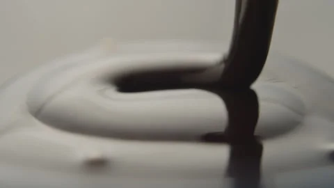 Slow Motion Macro of Liquid Chocolate Drop - Mesmerizing Tabletop Footage Stock Footage 276870572