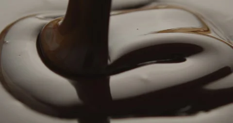 Slow Motion Macro of Liquid Chocolate Drop - Mesmerizing Tabletop Footage Video stock 276874329