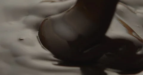 Slow Motion Macro of Liquid Chocolate Drop - Mesmerizing Tabletop Footage Stock Footage 276875049