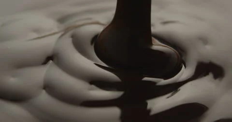 Slow Motion Macro of Liquid Chocolate Drop - Mesmerizing Tabletop Footage Video stock 276875102