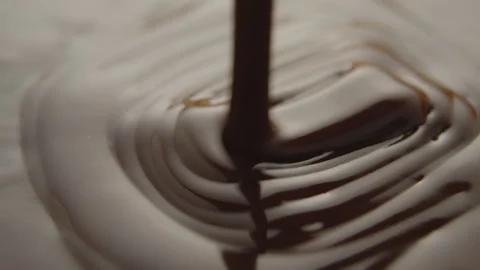 Slow Motion Macro of Liquid Chocolate Drop - Mesmerizing Tabletop Footage Stock Footage 276875955