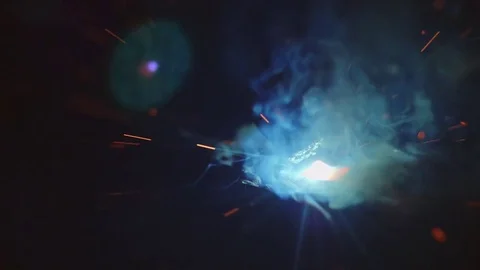 Slow motion macro shot of arc welding process Stock Footage 80074517