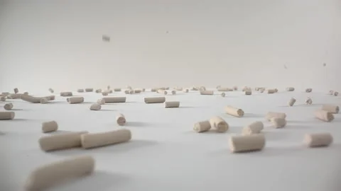 Slow Motion Macro of Sorbent Particles Falls Stock Footage 171188439