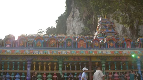 Slow motion magic hour lighting colorful indian temple Stock Footage 112848185