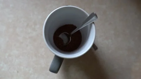 Slow motion of making an instant coffee Stock Footage 137148613
