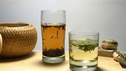 Slow motion of making tea with boiling water Stock Footage 93012106