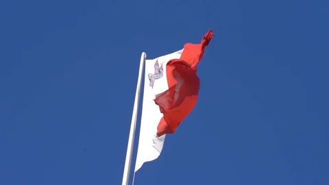 Slow motion malta flag in blue sky Stock Footage 123482590