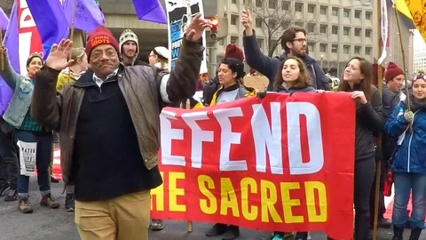 Slow motion of man dancing at Trump protests in Washington, D.C. Stock Footage 72348116