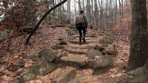 Slow motion of man hiking Stock Footage 72073144