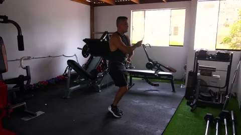 Slow motion of a man jumping rope and failing Stock Footage 146506289