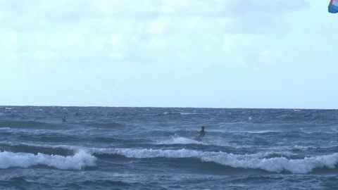 Slow Motion Man Kite Surfing Huge Jump Stock Footage 101068918