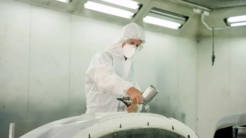 Slow motion, man mechanic working in garage wears clothes for working Stock Footage 241799306