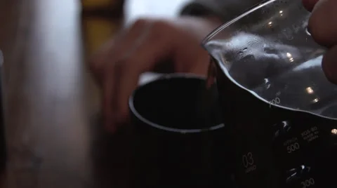 Slow Motion Man Pouring Coffee Stock Footage 47790492