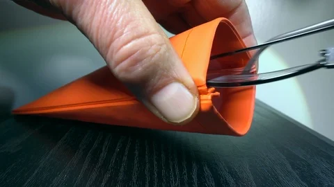Slow motion - Man’s hands putting spectacles into a soft case. Video stock 99400482