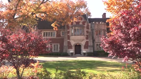 Slow Motion of Mansion during Fall 120fps Stock Footage 148499497