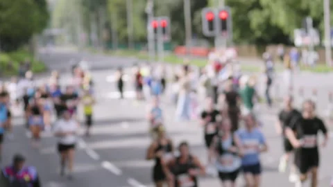 Slow Motion Marathon Runners Competing Stock Footage 346594154