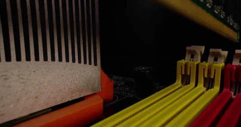 Slow motion memory installation to motherboard. Stock Footage 298532827