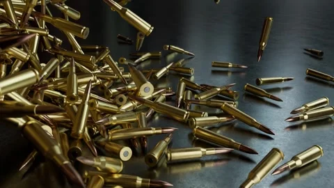 Slow Motion Metallic Bullet Falling Physics Concept Close Up Stock Footage 332666828