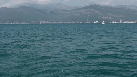 Slow motion mid-shot of two Dolphins jumping out of the water Stock Footage 101656691