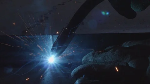 Slow Motion Mig Welding while Gas Runs Out Stock Footage 129036567
