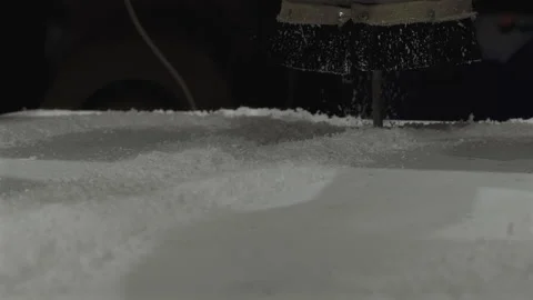 Slow motion, Milling Machine Processes Foam Blank in the Factory Floor Stock Footage 159037360