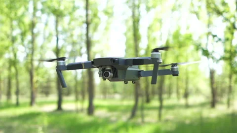 Slow motion. Modern drone  fly against sky and branch. Scene 2 Stock Footage 108497316