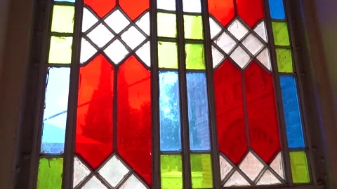 Slow Motion Mosaic Window In A Catholic Church Stock Footage 248831024