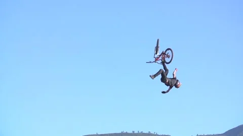 Slow Motion Mountain Biker Huge Crash Stock Footage 65062206
