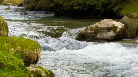 Slow motion of mountain waterfall Stock Footage 76004056