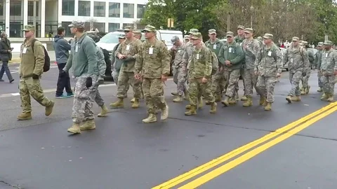 Slow Motion of National Guard during anti-Trump riots  Stock Footage 71720615