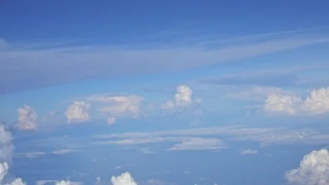 Slow motion nature view white clouds on soft blue sky background in the morning, Stock Footage 312808872