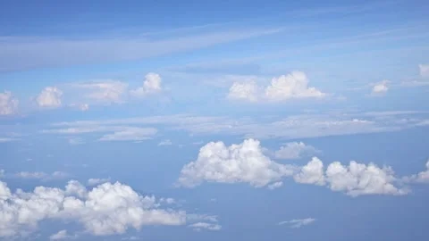 Slow motion nature view white clouds on soft blue sky background in the morning, Stock Footage 312808873