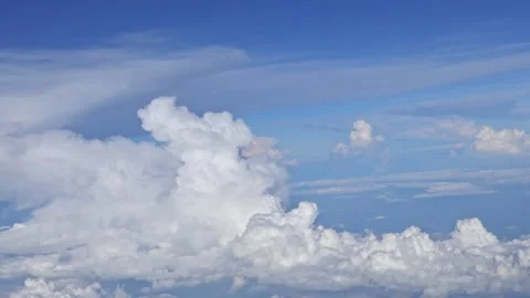 Slow motion nature view white clouds on soft blue sky background in the morning, Stock Footage 312815529