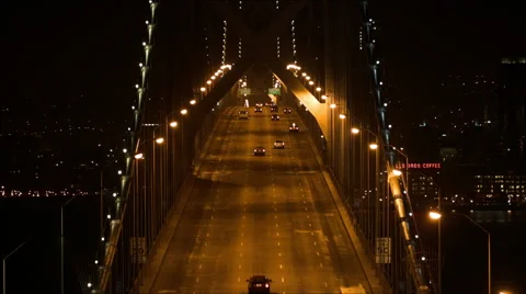 Slow Motion Night Bay Bridge San Francisco Video stock 67094254