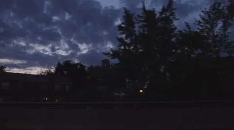 Slow motion night drive through Queens, New York City Stock Footage 63472838