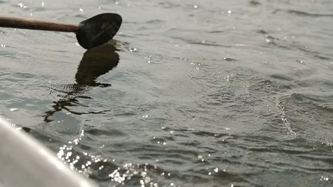 Slow Motion Oars Rowing Drift Boat in the Water Stock Footage 95907895