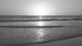 Slow motion Ocean. Black and white. Sunset. Wide angle. HD Footage